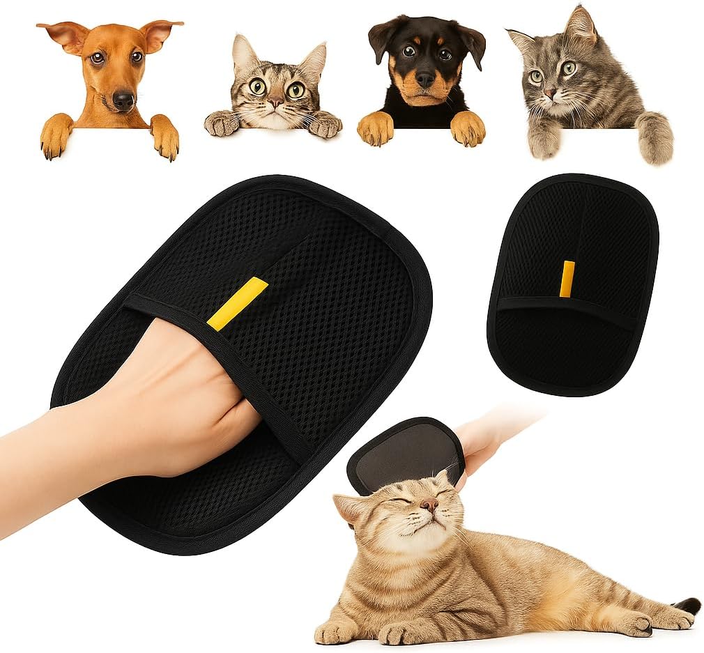 Electrostatic Pet Hair Removal Glove and Grooming Gloves | Ultimate Pet Hair Remover for Cats and Dogs | Perfect for Grooming | Furniture Cleaning