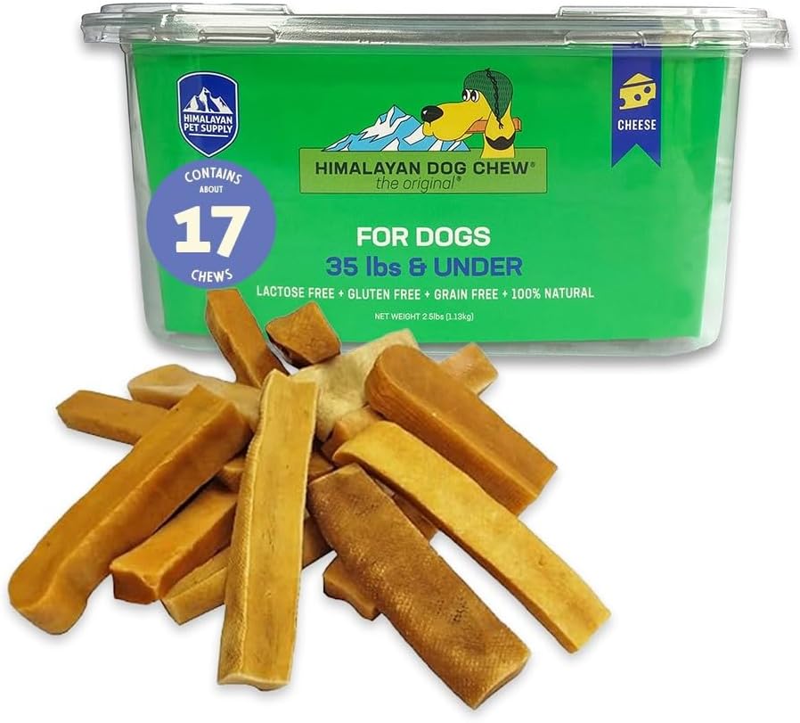 Himalayan Dog Chew Cheese Chews, Long Lasting, Stain Free, Protein Rich, Low Odor, 100% Natural, Healthy & Safe, No Lactose, Gluten Or Grains, 2.5 lbs BULK TUB, MEDIUM, for 35 Lbs & Smaller