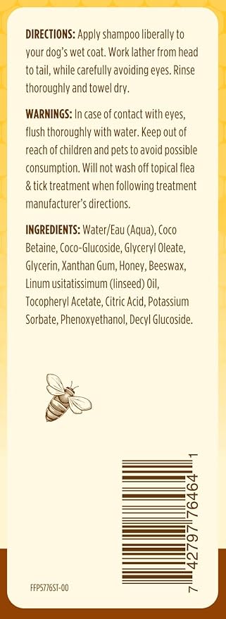 Burt's Bees for Pets Shed Control Shampoo for Dogs with Omega-3 and Vitamin E, 99.7% Natural Origin Formulas, Dog Shampoo for Reducing Shedding - Deshedding Dog Shampoo, 16 oz