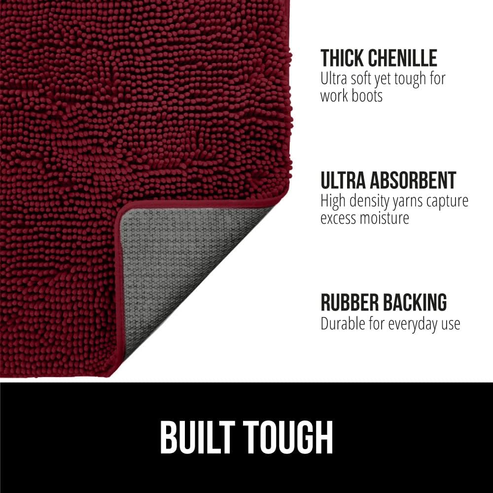 GORILLA GRIP Dog Doormat, Absorbent Doormats for Muddy Dogs Paws, 30x20 Machine Washable Soakstopper Rugs, Cleaner Floors, US Designed Pet Bed Door Mat, Indoor Entrance Pets Rug, Burgundy