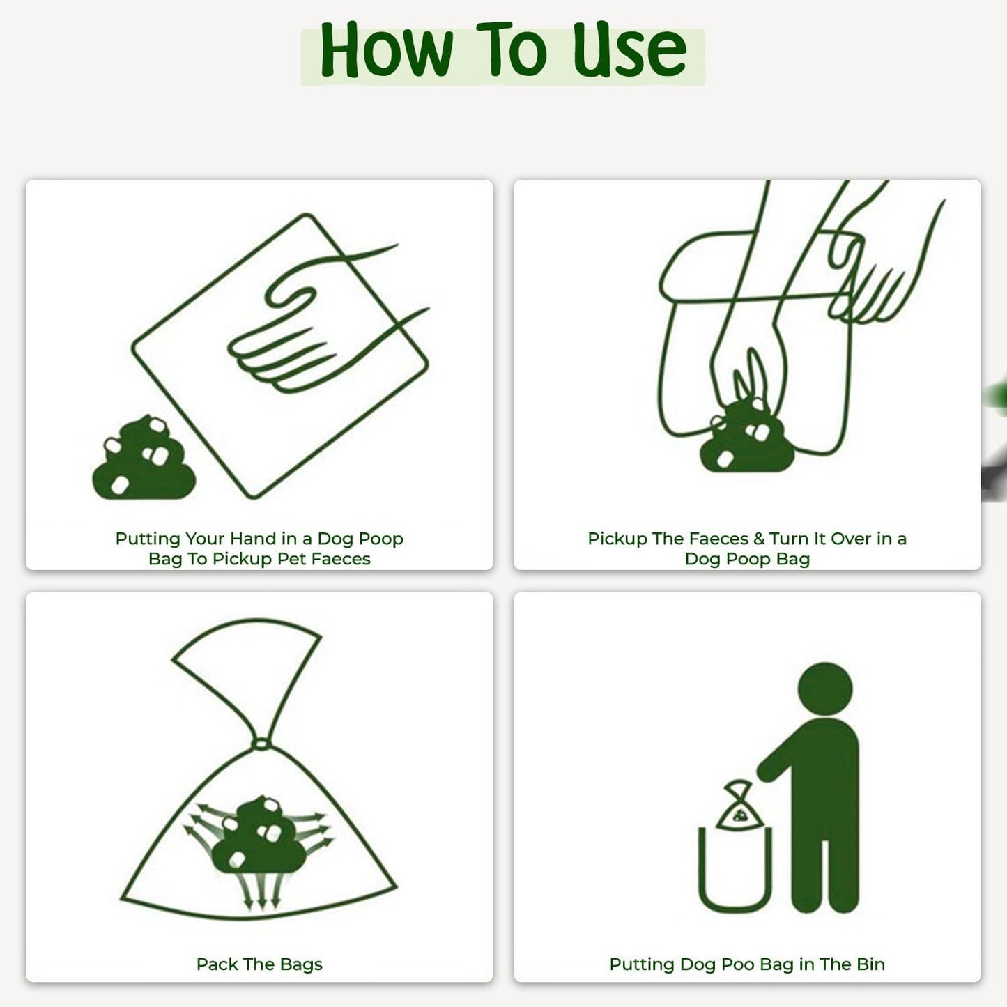 PAWLINE Dog Poop Bags Rolls - Leak-Resistant Doggy Waste Bag - Poop Bag for Dogs Compostable - Easy-Tear Rolls Unscented Green Dog Trash Bag for Poops - Extra Thick Pet Waste Roll