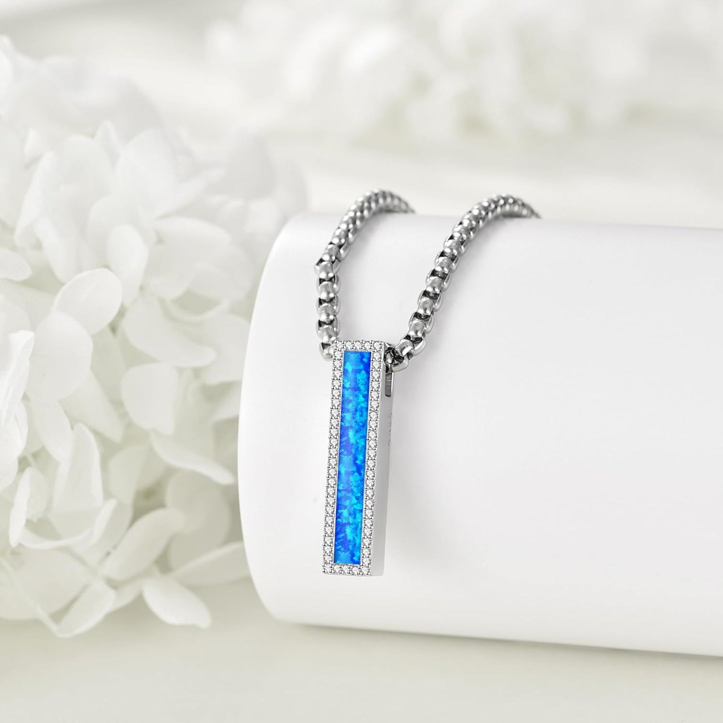 Urn Necklaces for Ashes Sterling Silver 3D Vertical Bar Memorial Pendant for Loved Ones Keepsake Cremation Jewelry Gifts for Women Men