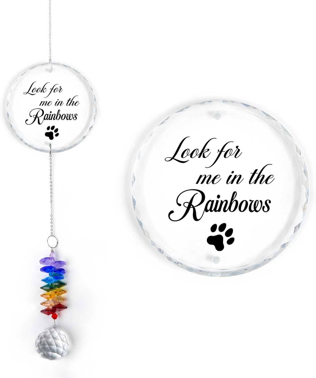 Pet Memorial Suncatcher - Dog Cat Loss Sympathy Gift - Rainbow Crystal Prism - Bereavement Keepsake - Pet Lover Gift - Daily Remembrance - Suncatcher Ornament