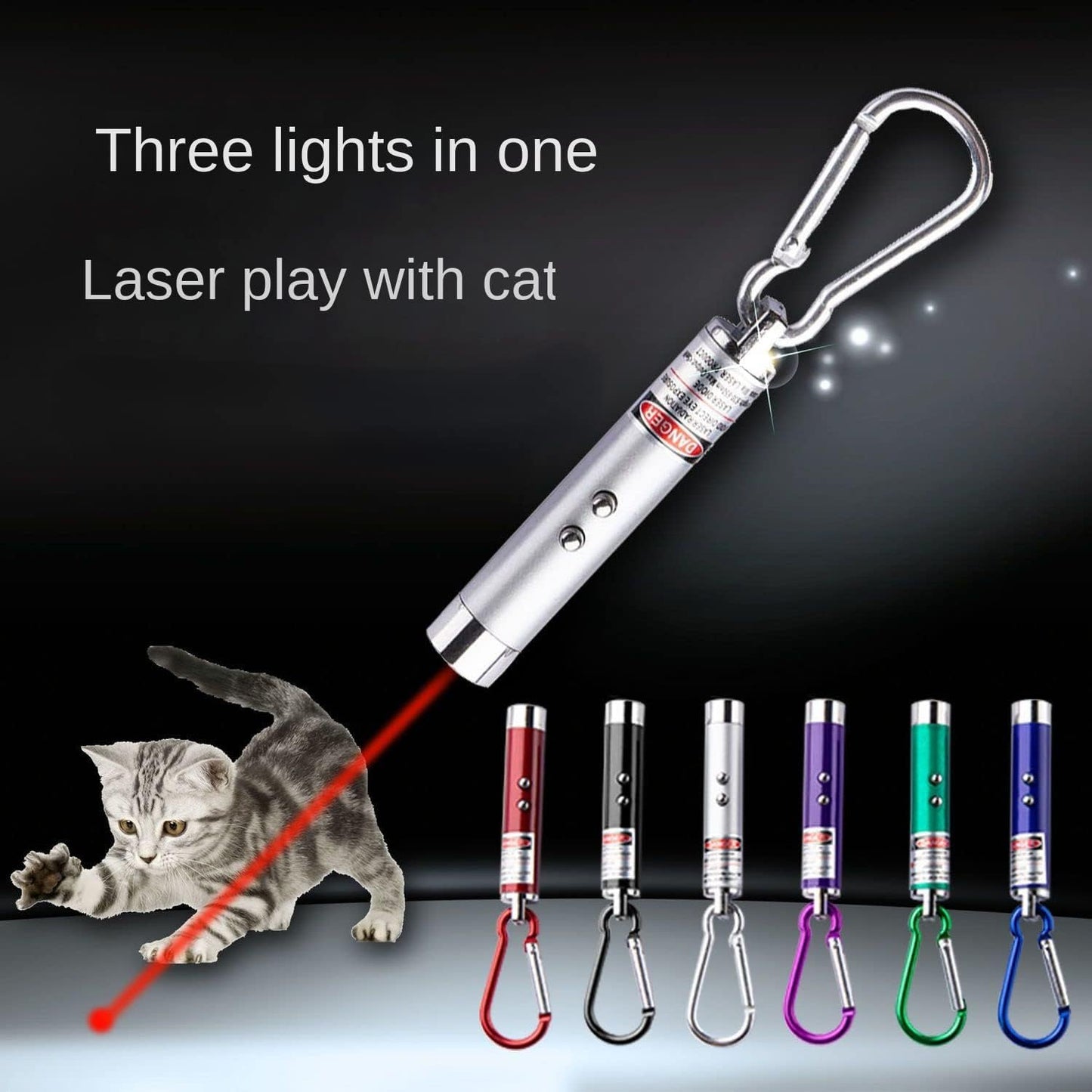 6 PCS Cat Toys Laser Pointer Mini Keychain Laser Pointer LED Flashlight Dog Cat Laser Toy Pet Remote Control Laser (6 Pcs Pack B)