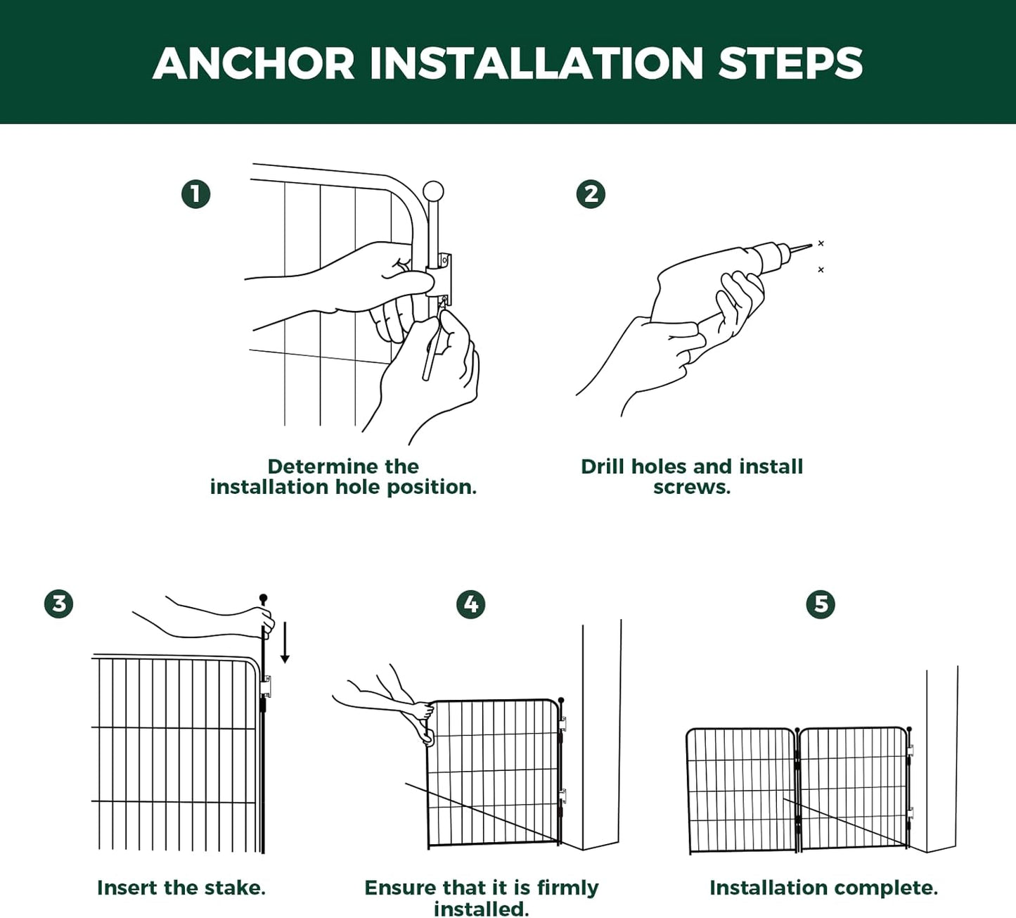 FXW Dog Gate Extra Wide Designed for Indoor Use, Adjustable Width Up to 165-inch Wide (32" H 6 Wire Panels for Small and Medium Dogs), Black