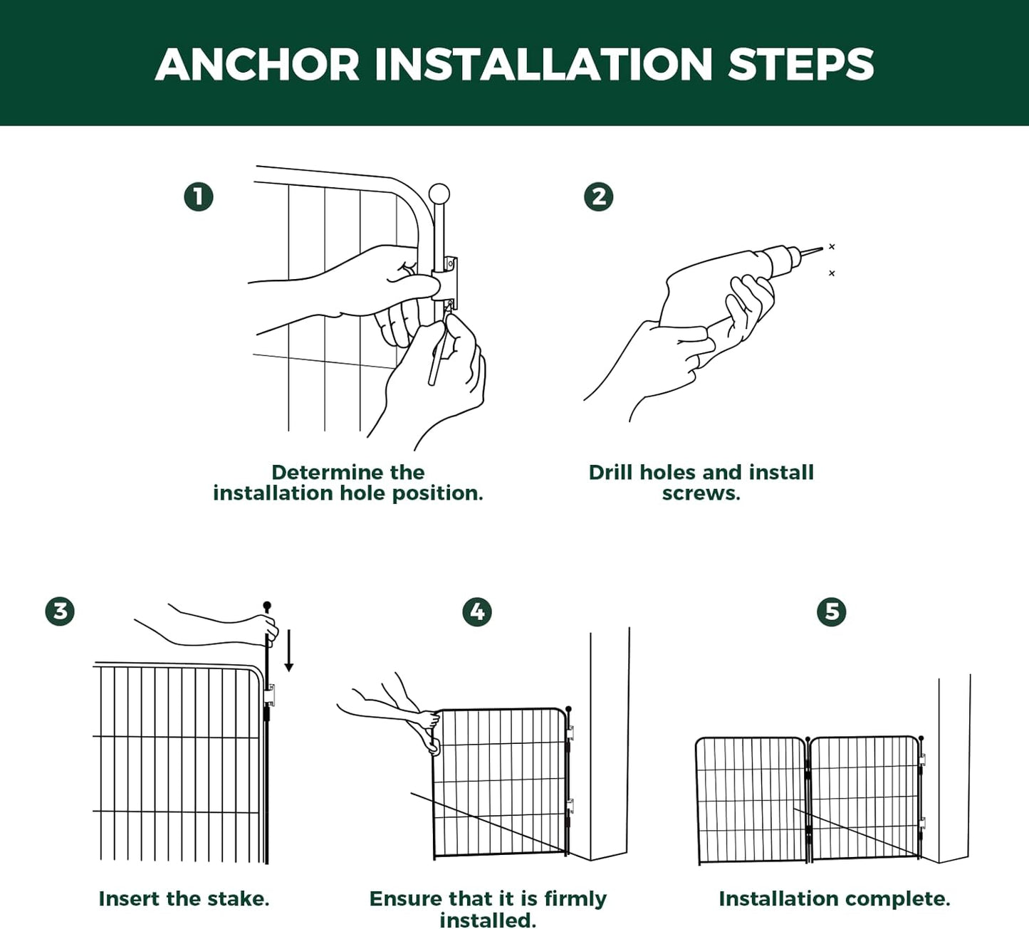 FXW Dog Gate Extra Wide Designed for Indoor Use, Adjustable Width Up to 92-inch Wide (24" H 4 Wire Panels for Puppies and Small Dogs), Black