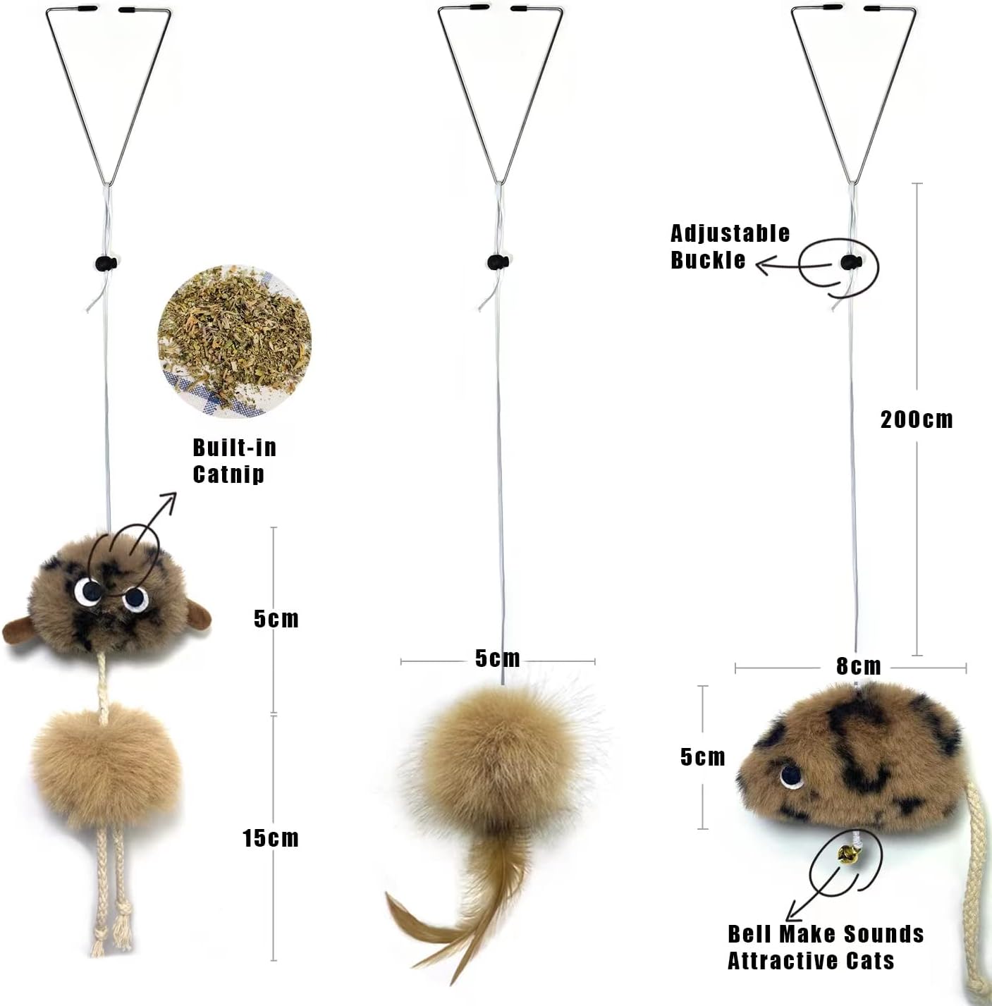 Cat Toys for Indoor Cats,Interactive Door Hanging Cat Toys Attached with Catnip/Feathers/Birds/Mouse Toys for Cats/Kitten Toys(3 Pack)