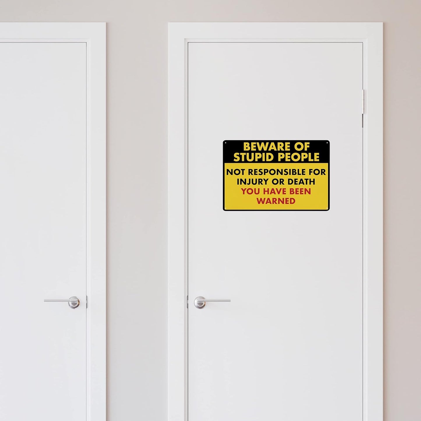 Beware of Stupid People - Humorous Plastic Sign - 8" x 12" - Funny Garage Sign, Office Wall Decor, Mechanic Gift, Street Sign for Bedroom - ENVISIONED Signage