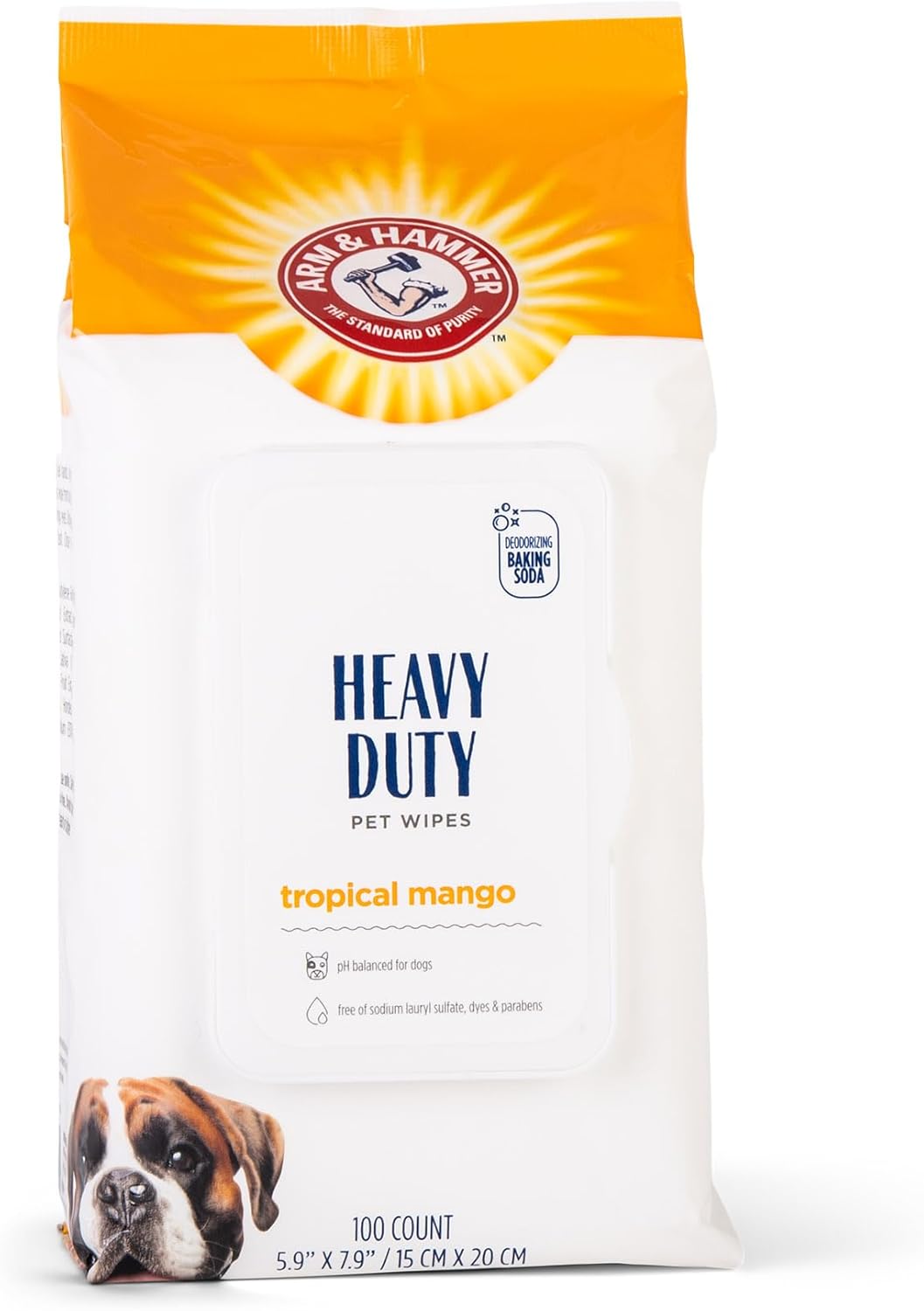 Arm & Hammer for Pets Heavy Duty Multipurpose Bath Wipes for Dogs | All Purpose Dog Wipes Remove Smell & Refresh Skin for Pets | Fruity Mango, Hundred Count - 6 Pack of Pet Wipes