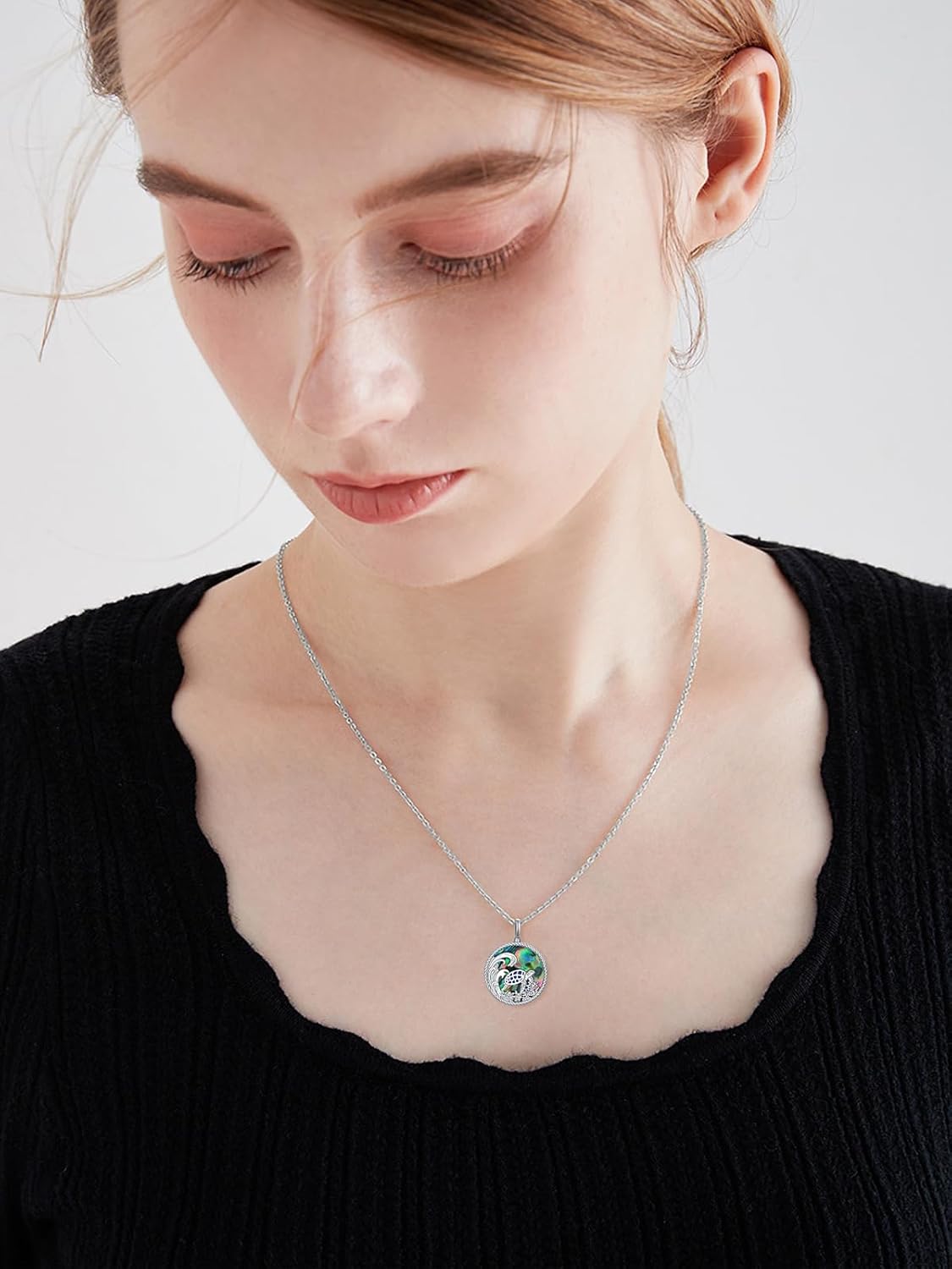 WINNICACA Urn Necklace for Ashes Sterling Silver Abalone Shell Cremation Jewelry for Ashes Jewelry Gifts for Nature Lovers Keepsake Memorial Jewelry for Women