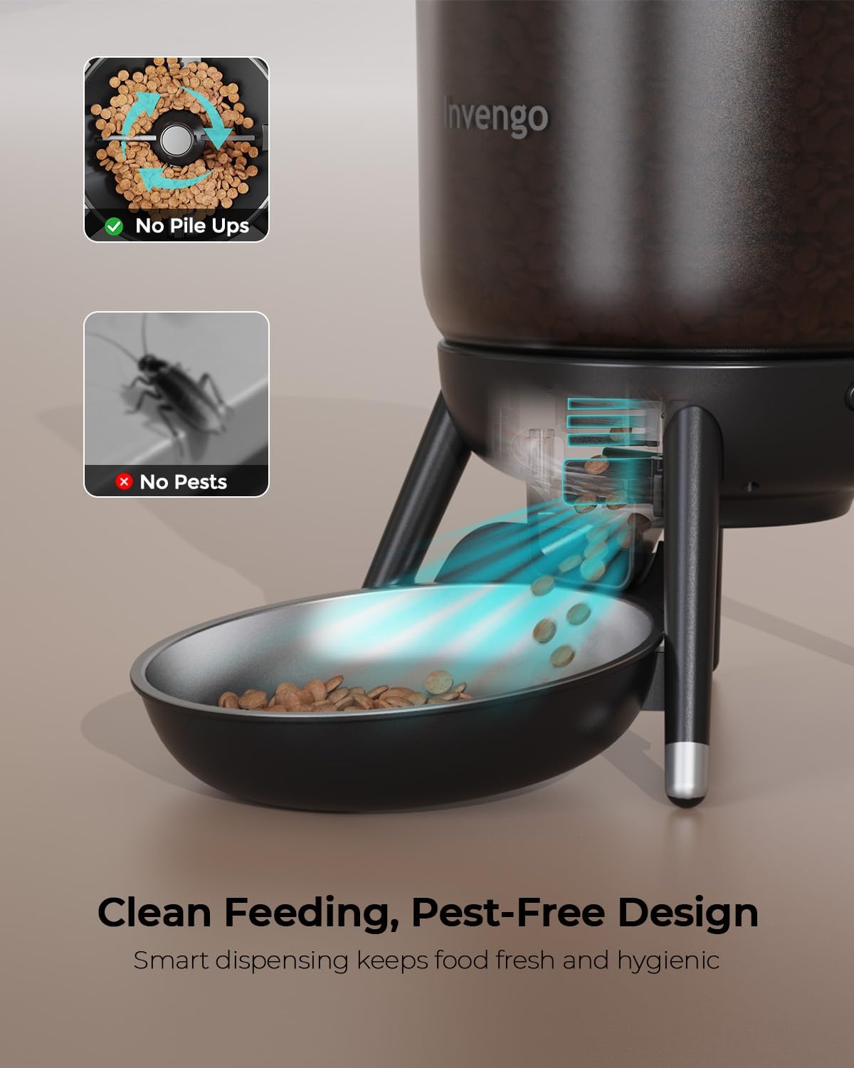 Automatic Cat Feeder with Timed Food Dispenser, One-Touch Feeding, Dual Power Supply, Anti-Bug Design, Visible 3L Hopper – Automatic Pet Feeder for Cats and Small Dogs