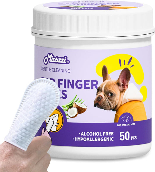 MIOSSZI Pet Finger Wipes for Dogs & Cats - Dog Ear Cleaner for Itch Relief Remove Wax & Odor, Dog Ear Cleaning Finger Wipes-Pet Ear Finger Wipes 50ct