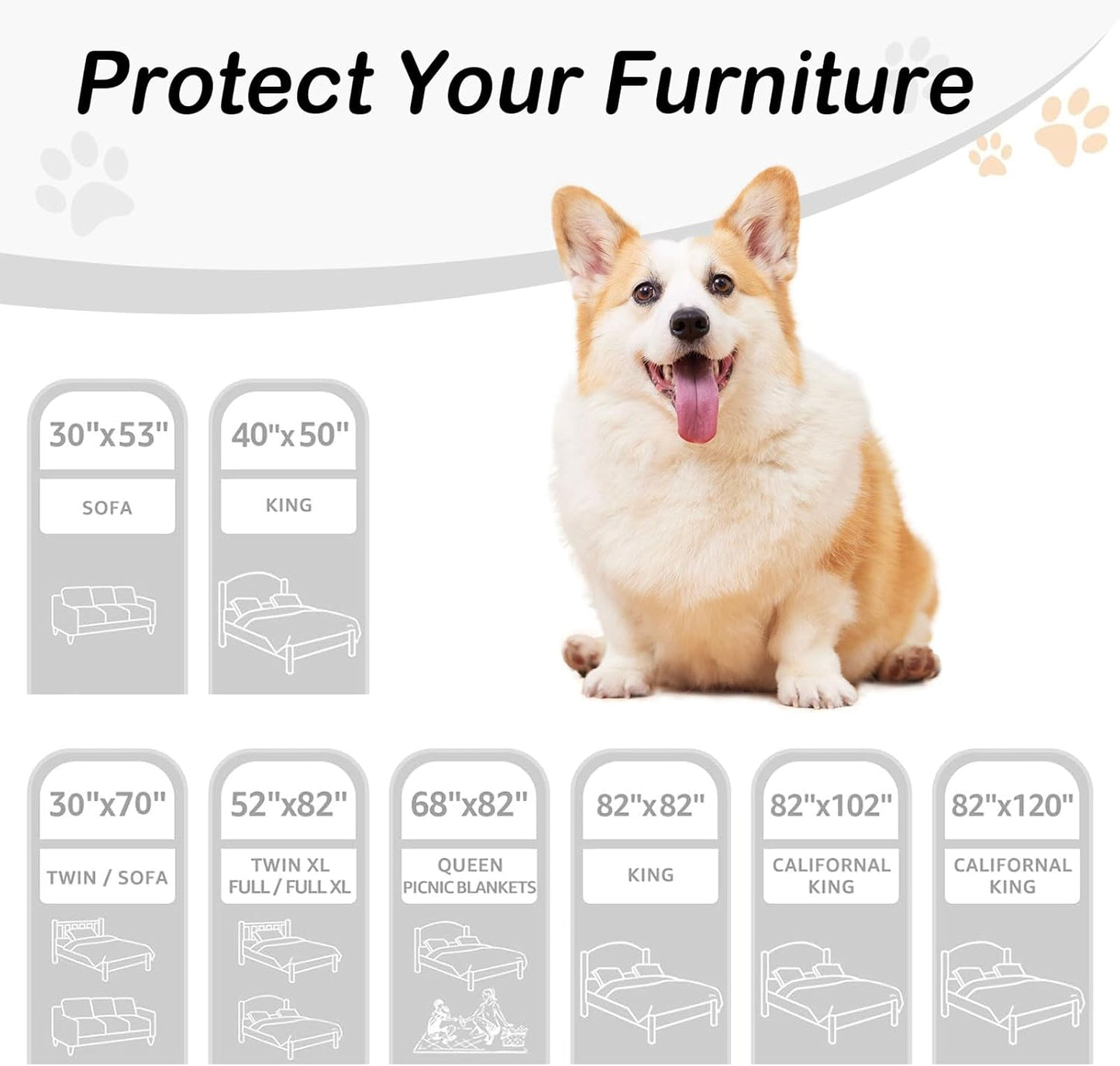 hyha Waterproof Dog Bed Blanket, Soft Pet Blankets, Waterproof Couch Cover for Dogs, Reversible Sofa Covers Washable for Furniture (82x120 Inch, Camel/Beige)