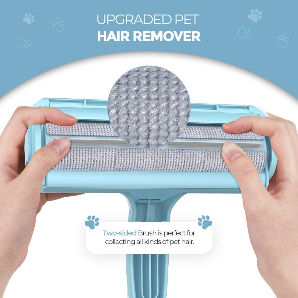 DELOMO Pet Hair Removal Tool, Pet Hair Remover - Lint Roller for Pet Hair - Cat and Dog Hair Remover for Couch, Furniture, Carpet, Car Seat, Reusable Lint Roller with Fur Bin, Pet Owner Essential