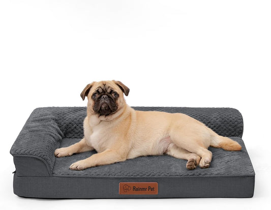 Orthopedic Dog Bed Medium Size Dog, Memory Foam Pet Bed for Small and Medium Dogs, Washable Removable Cover, Nonskid Bottom, Waterproof, 35x23x6 Inches, Dark Grey