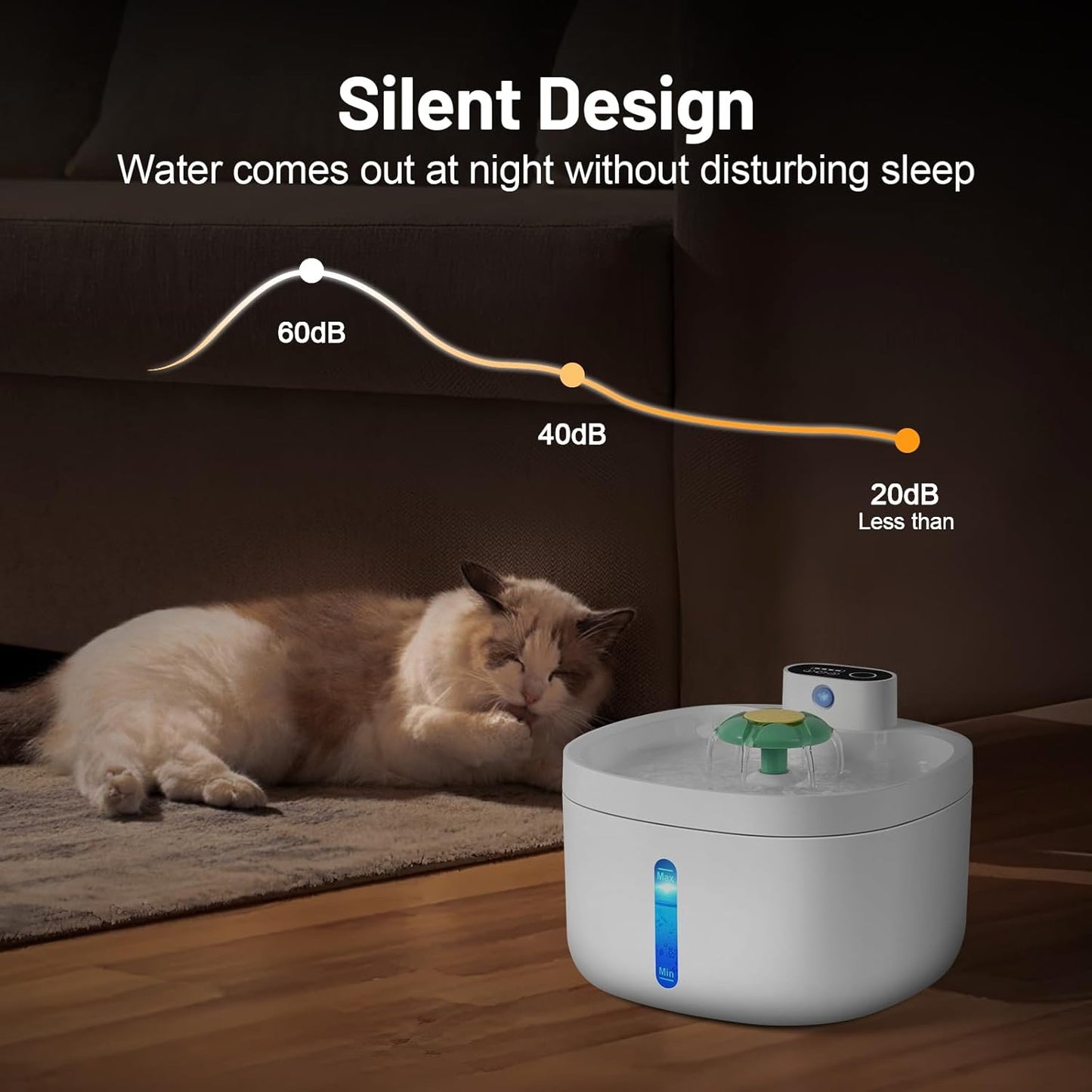 Wireless Cat Water Fountain,42000mAH Battery Operated Cordless Cat Fountain,91OZ/2.6L Automatic Pet Water Dispenser Rechargeable Drinking Fountains with Motion Sensor for Cats and Dogs
