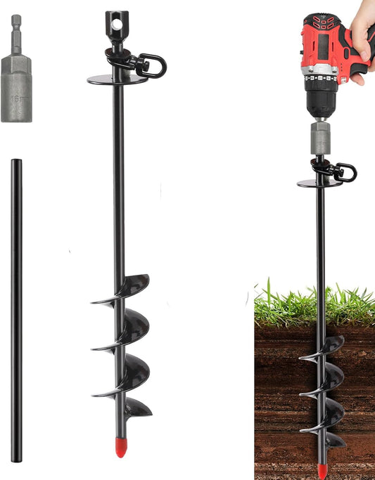 Heavy Duty Dog Tie Out Stake,14.8" Spiral Dog Stakes with Swivel Hook for Outside,Yard,Camping,Rust Proof Ground Anchor for Dogs Run Cable Leash Tether Chains,Small to Large Dogs Up to 200bs