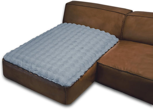 Dogs/Cats Bed Mats, Dog Pad Washable Removable Couch Cover with Anti-Slip Back, Plush Long Fur Mat, Perfect for Small, Medium and Large Dogs.(Light Gray-Bubble, 40"x50")
