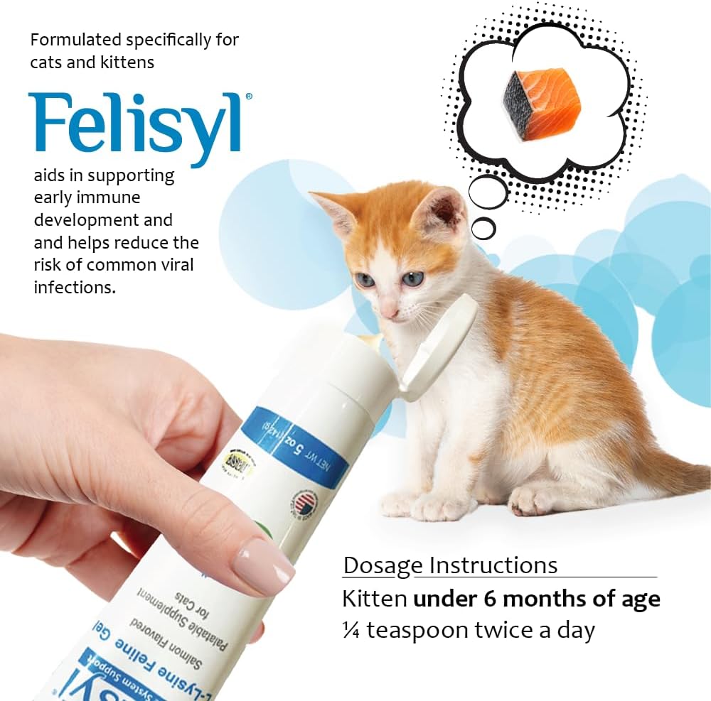 L-Lysine Gel for Cats (5oz) – Supports Immune, Respiratory, and Eye Health. Eases Sneezing, Runny Nose, and Watery Eyes. Tasty Salmon Flavor - Made in The USA (2 Pack)