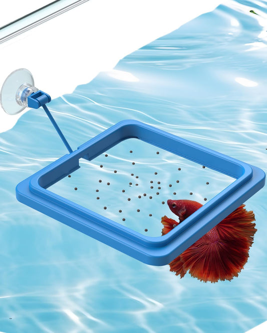 Pawfly Fish Feeding Ring for Fish Tank Aquarium Feeding Ring with Suction Cup Square Floating Food Feeder Small Feeder Circle for Betta Goldfish Guppy & Turtle
