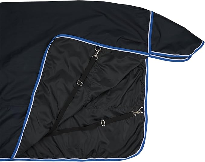 HORZE Glasgow Medium Weight Waterproof Combo Turnout Winter Horse Blanket with Neck Cover (150g Fill) - Dark Blue - 78 in