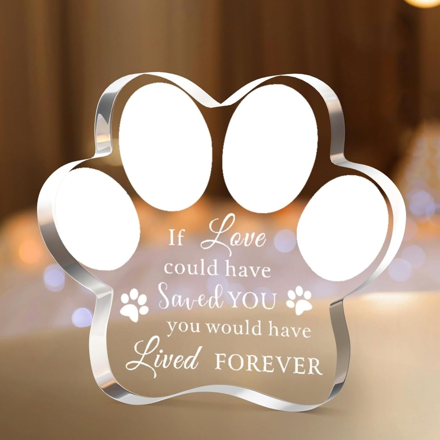 Cynlsum Pet Memorial Ornament Remembrance Gifts: Loss of Dog Cat Sympathy Gift Crystal Cute Paw Shape Decor Ornament for Dogs Puppy Keepsake