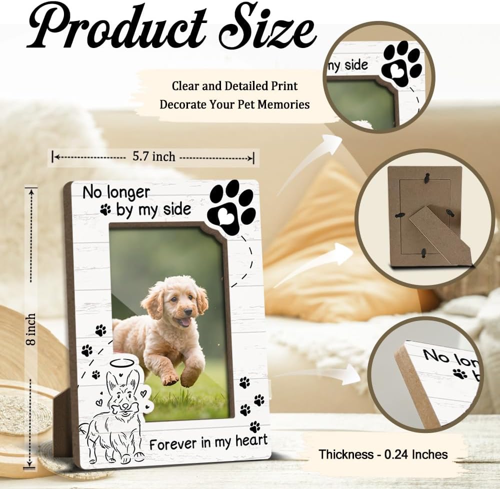 Dog Memorial Photo Frames Dog and Cat Loss Remembrance Gift Sympathy Gifts for Pet Lovers Condolence Present for Pet Owner No Longer by my Side Forever in my Heart Picture Frames 4x6 Photo - YY003