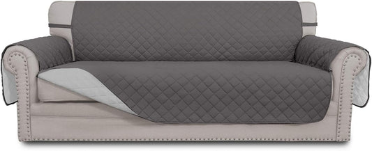 Easy-Going Reversible Oversized Couch Cover for 3 Cushion Couch Sofa Cover for Dogs Water Resistant Furniture Protector Cover with Foam Sticks for Pet (Oversized Sofa, Gray/Light Gray)