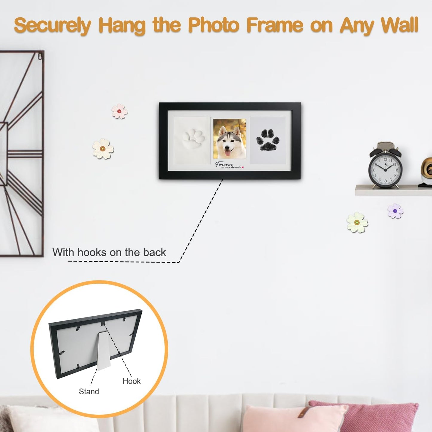 Dog Paw Print Kit with Frame, Paw Print Stamp Pad and Paw Print Clay, Paw Print Impression Kit with Customization Tool, DIY Memorial Gifts for Dogs Cats Lover