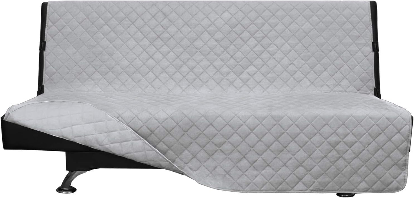 Easy-Going Futon Sofa Slipcover - Reversible Armless Couch Cover - Water Resistant for Pets & Kids (Light Gray/Light Gray)