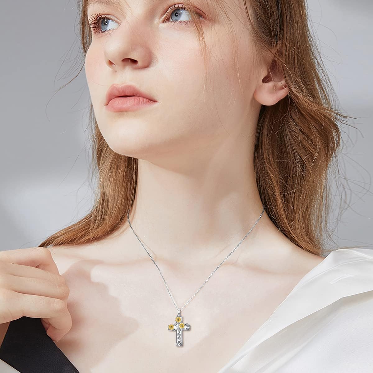 Cross Urn Necklace for Ashes 925 Sterling Silver Cremation Jewelry with Funnel Filler Kit Ashes Necklace for Human Women Girl Pets