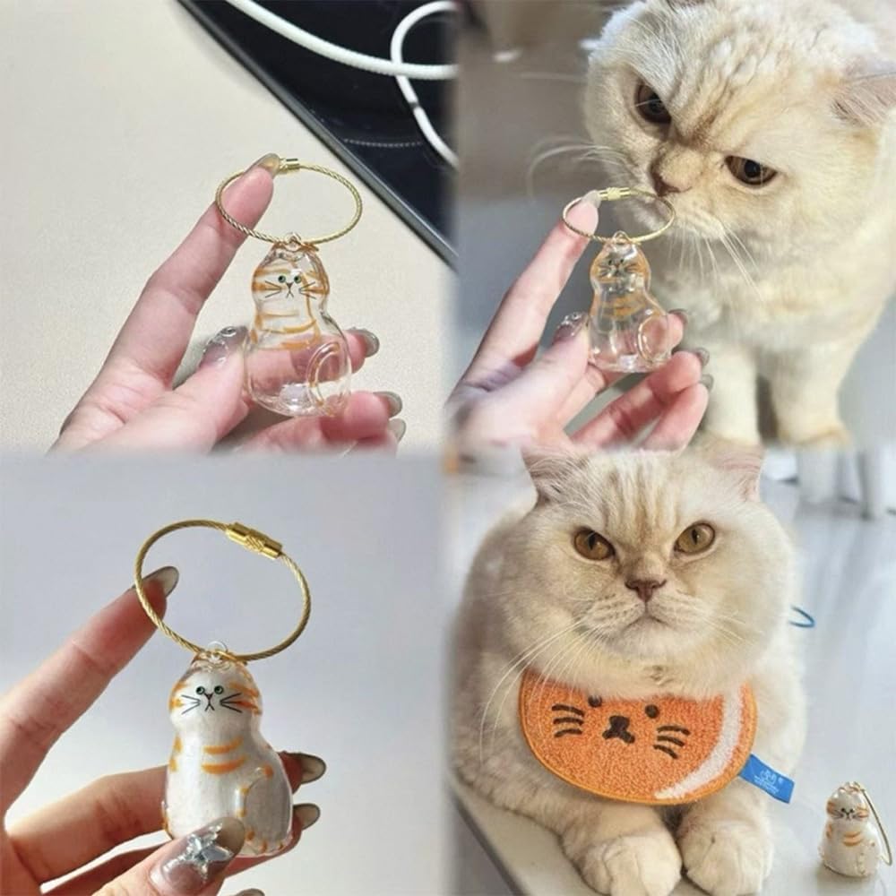 Cat Hair Storage Keychain – Memorial Gift for Pet Lovers, Transparent Cat Hair Storage Bottle Pendant