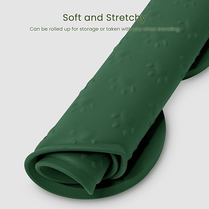 Dog Food Mat Anti-Slip Silicone Dog Bowl Mat Thicker Pet Placemat Waterproof Cat Feeder Pad with Raised Edge Puppy Kitten Feeding Mats Suitable Small Medium-Sized Dogs Cats Eating Tray