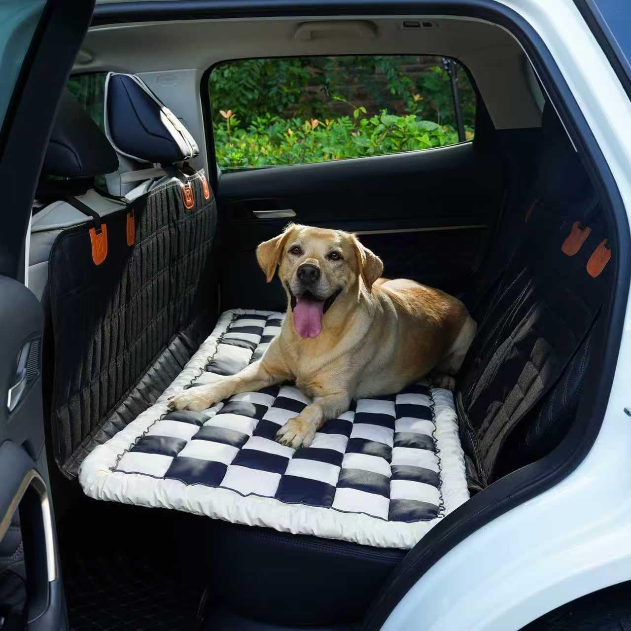 Dog Bed Mat for Car Back Seat，Waterproof Backseat Pet Bed Pad，Non-Slip Dog Car Seat Cover，Leather Pet Cushion Fit for Backseat Extenders and Trucks SUV (Dark Gray, 24.8x54 inch)