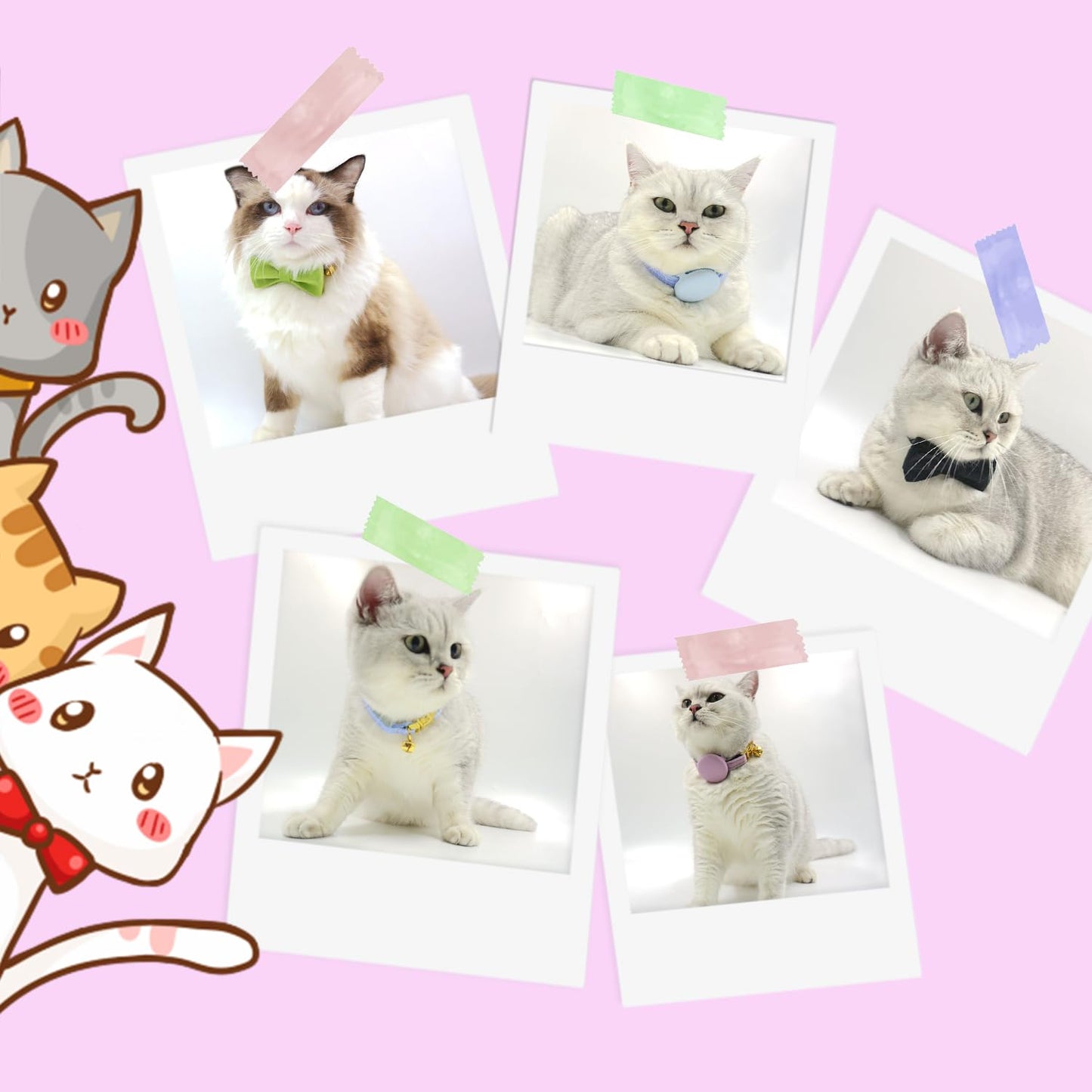 Personalized Cat Collar with Pet Name Phone Number Engraved Metal Buckle, Customized Adjustable Velvet Collars with Bell for Kittens