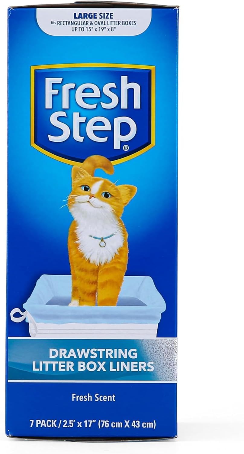 Fresh Step Drawstring Large Litter Box Liners | Heavy Duty Liners for Cat Litter Box | Scented & Unscented Available | Quick & Easy Cleanup, Scented, Large - 36 Pack
