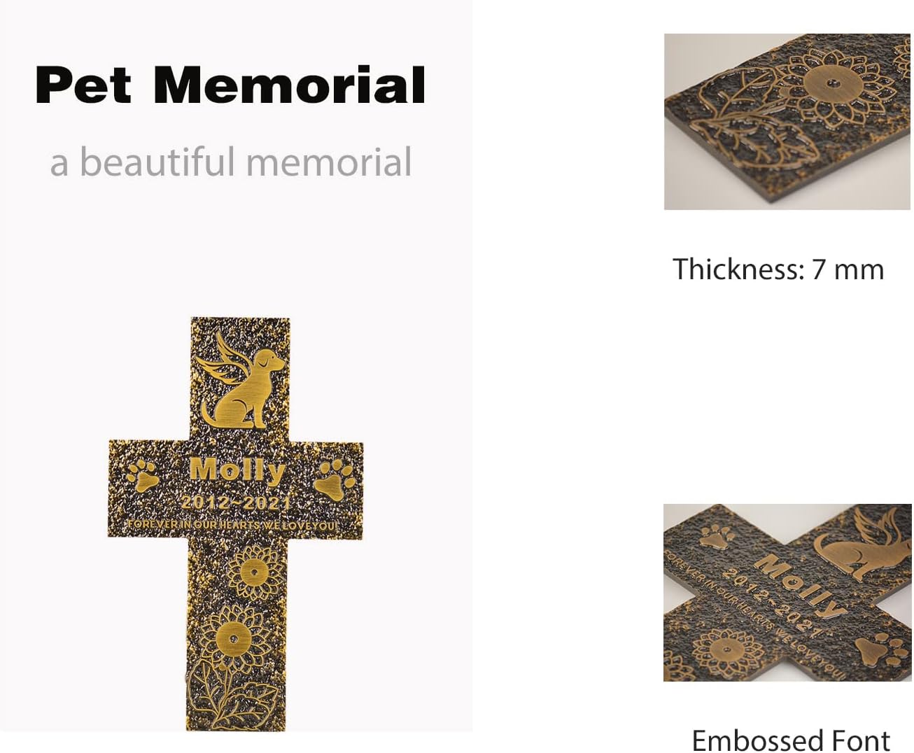 Pet Memorial Stone Cat Dog Pet Memorial Personalized Pet Grave Markers Customized Pet Grave Markers with Pet Name are a Sympathy Gift for The Loss of a Pet (Acrylic)