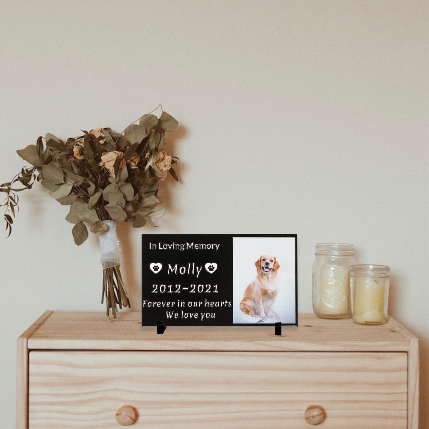 Pet Memorial Stone Cat Dog Pet Memorial Personalized Pet Grave Markers Customized Pet Grave Markers with Pet Name are a Sympathy Gift for The Loss of a Pet (Acrylic)