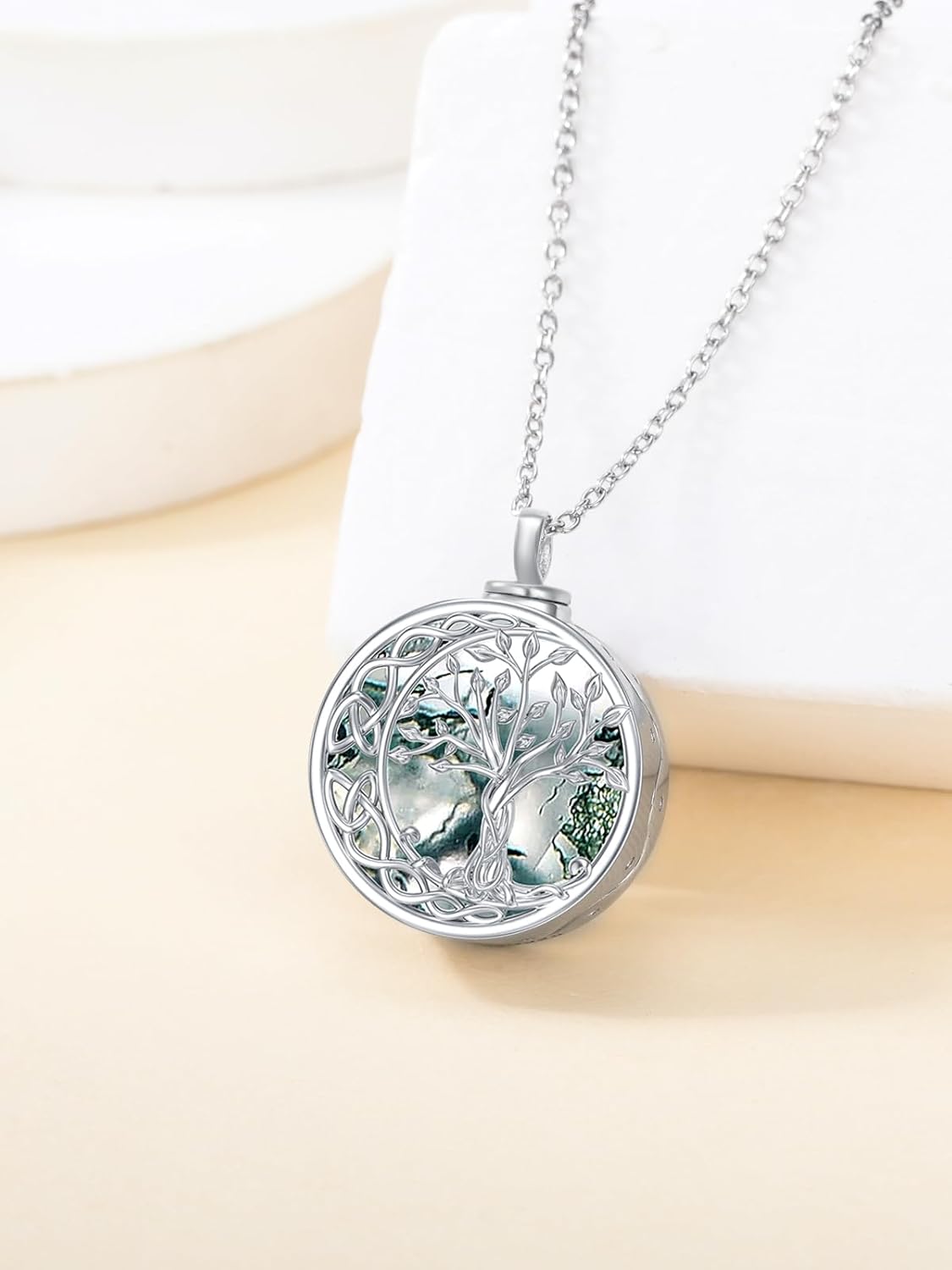 WINNICACA Urn Necklace for Ashes Sterling Silver Abalone Shell Cremation Jewelry for Ashes Jewelry Gifts for Nature Lovers Keepsake Memorial Jewelry for Women