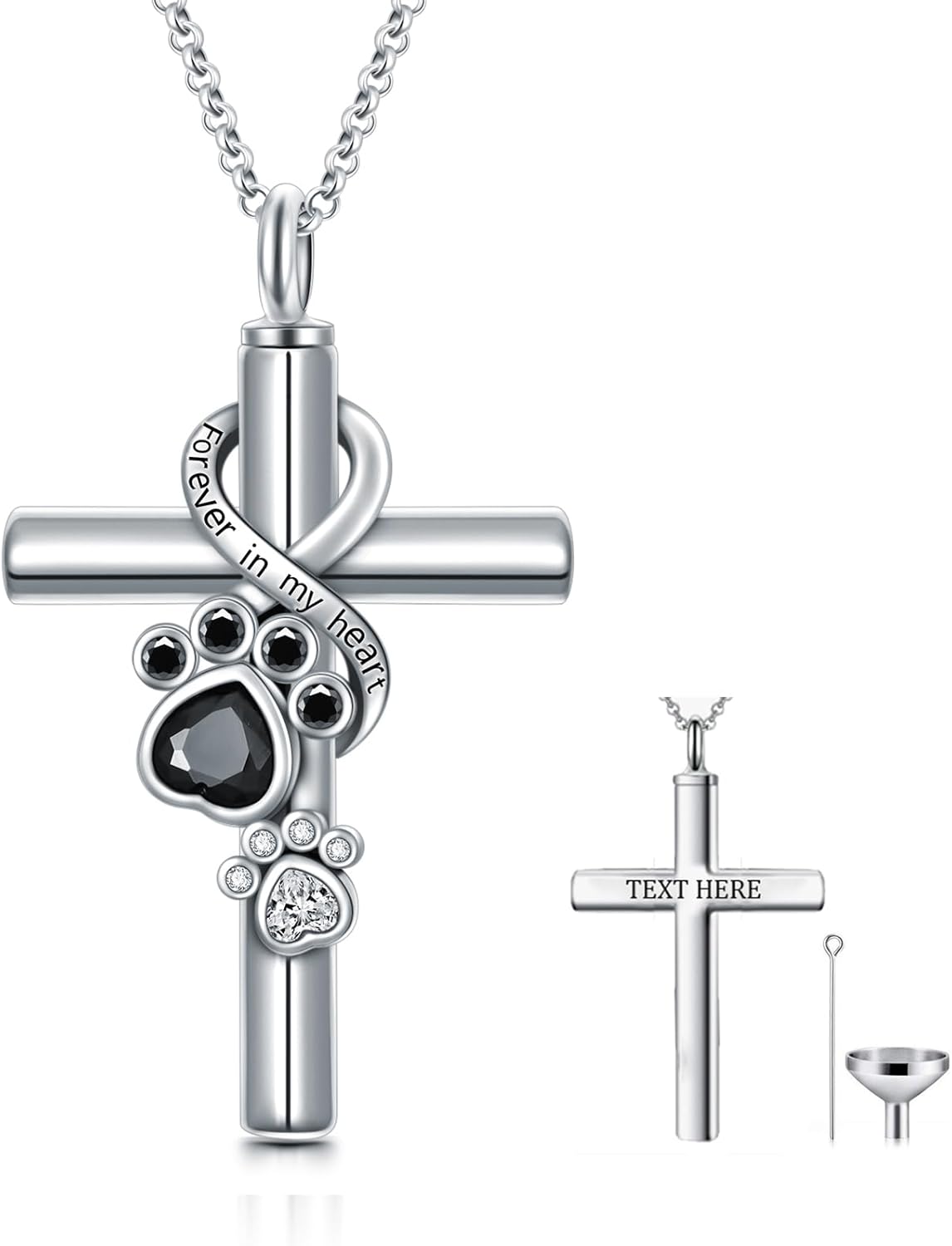 Cross Urn Necklace for Ashes 925 Sterling Silver Cremation Jewelry with Funnel Filler Kit Ashes Necklace for Human Women Girl Pets