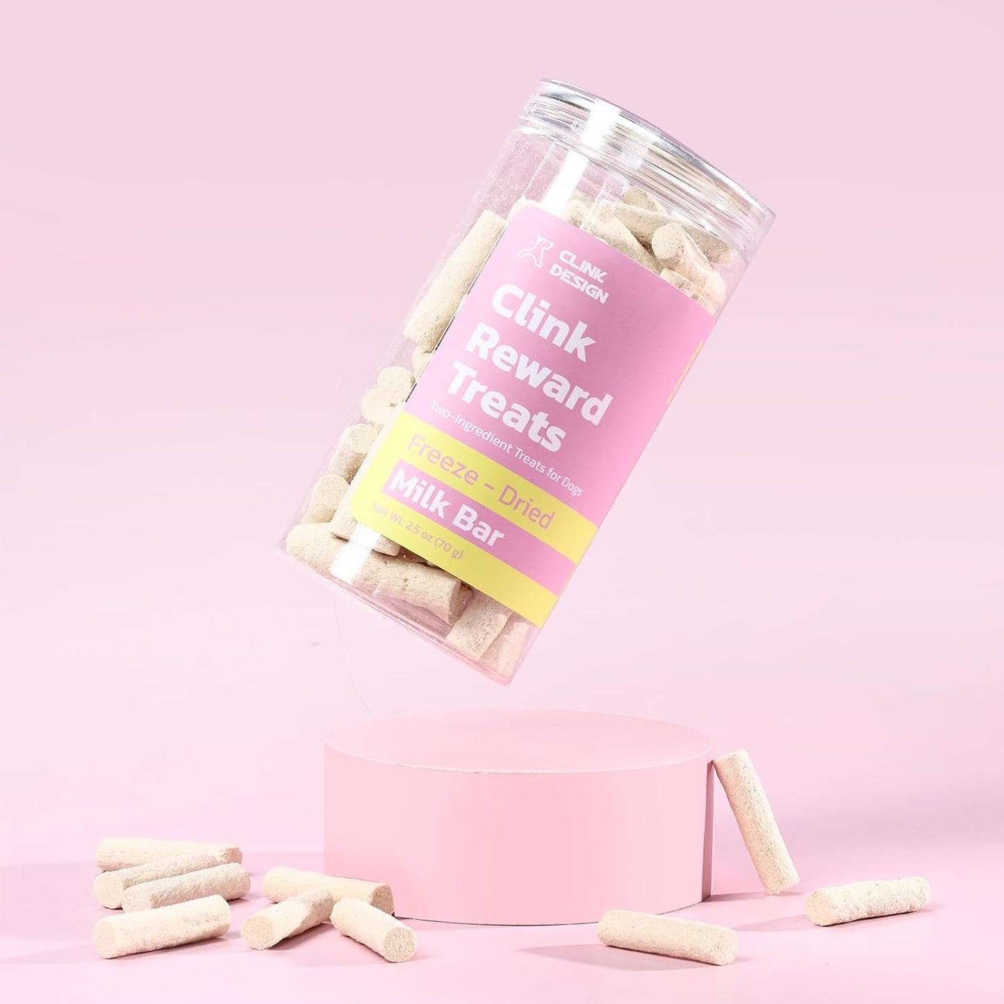 Clink Design Freeze Dried Dog & Cat Treats, Healthy Freeze Dried Goat Milk for Cats and Dogs, 60% Goat Milk & 40% Chicken, 2.5oz/70g, Clink Clicker Compatible, Dog Training Treats