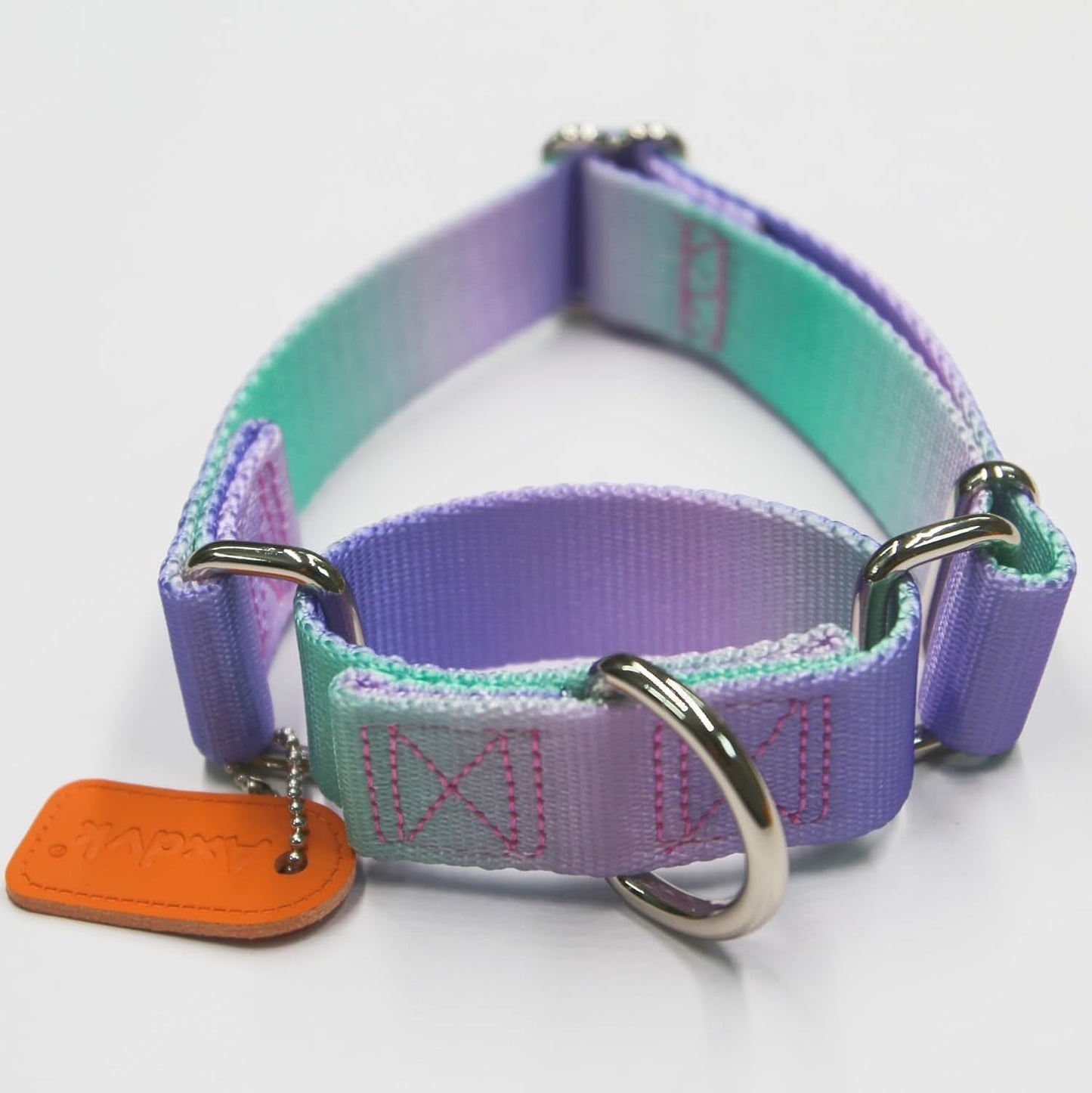 Martingale Dog Collar Colorful Gradient Fashionable - Anti-Escape Soft Durable Pets Collar for Walking Training Outdoor Daily Use -Medium, Purple Green