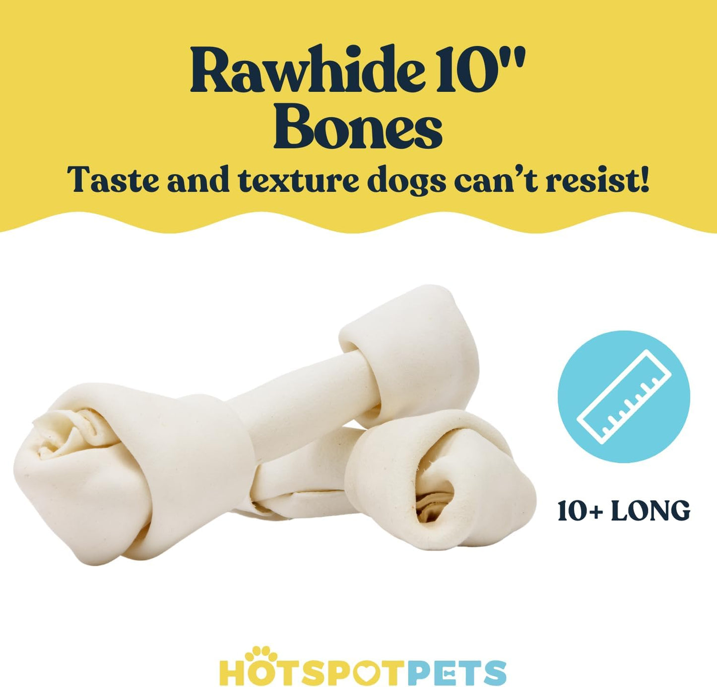 hotspot pets 10 Inch Large Rawhide Dog Bones - Made from Grass Fed Cows - Long Lasting Chews Great for Dental & Oral Care - Bones for Aggressive Chewers & Large Dogs (10 Inch - 2 Count)