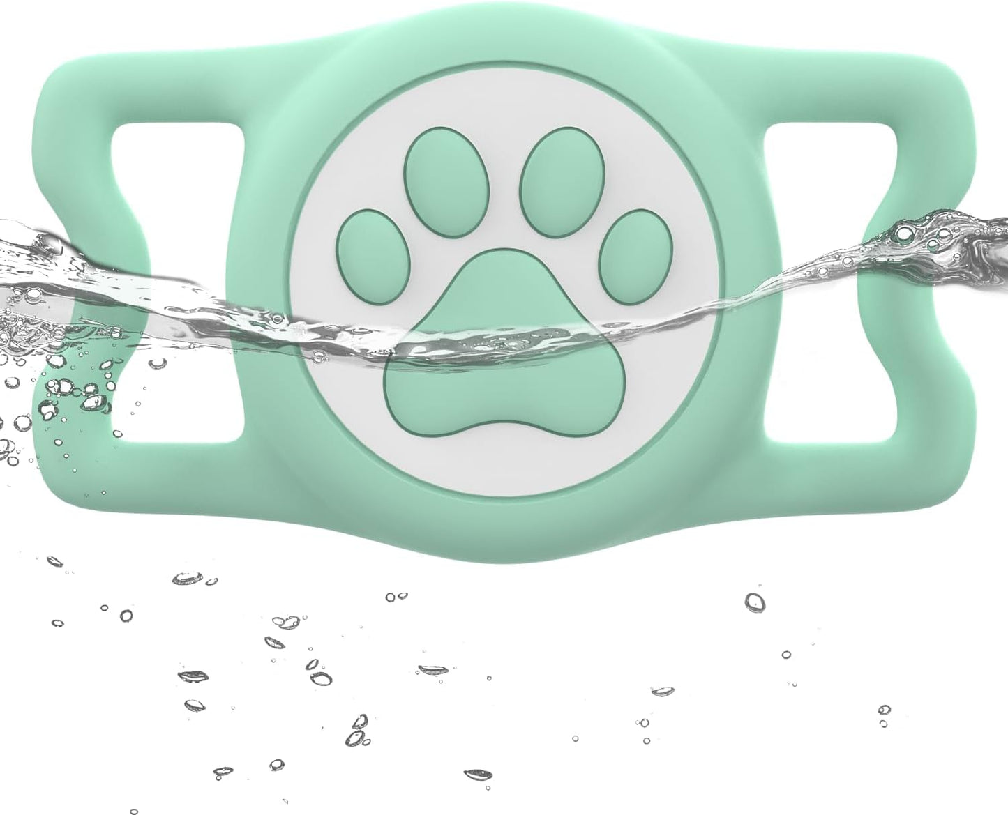 IP68 Waterpoof Dog Airtag Holder, Stretchy Silicone Full Body Covered Apple Air Tag Holder for Dog Cat Collar Fit All Width Collar (Green, 1 Pack)