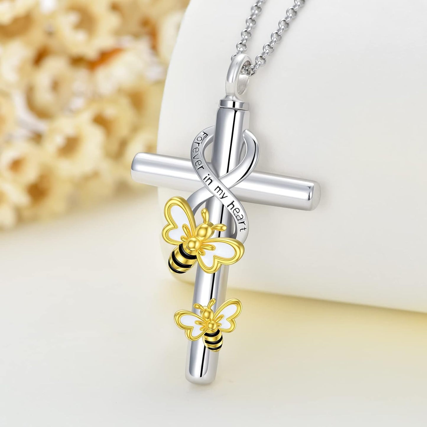 Cross Urn Necklace for Ashes 925 Sterling Silver Cremation Jewelry with Funnel Filler Kit Ashes Necklace for Human Women Girl Pets