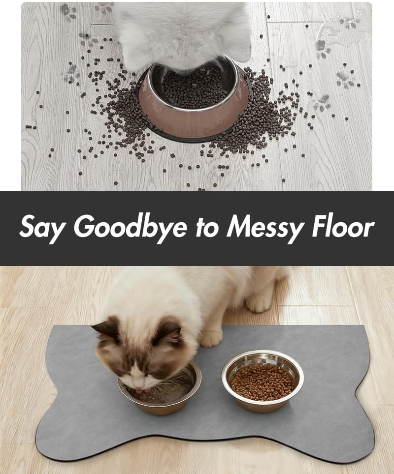 Absorbent Dog Food Mat-Dog Cat Mat for Food and Water Bowl, Quick Dry Pet Food Mat, No Stains Pet Feeding Pad, Cat Accessories Pet Supplies-Water Bowl Mat for Messy Drinkers