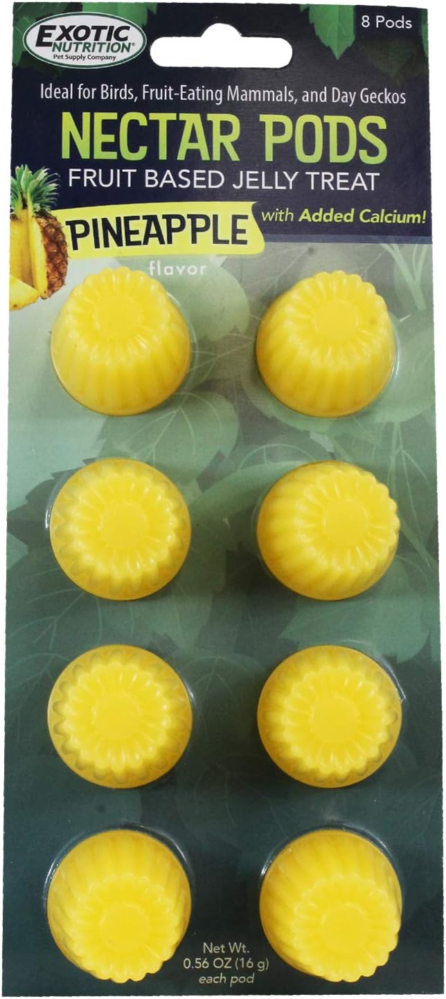 Nectar Pods (Pineapple) - Calcium-Fortified Jelly Fruit Treat - Sugar Gliders, Marmosets, Squirrels, Parrots, Cockatiels, Parakeets, Birds, Hamsters, Day Geckos, Kinkajous & Other Small Pets