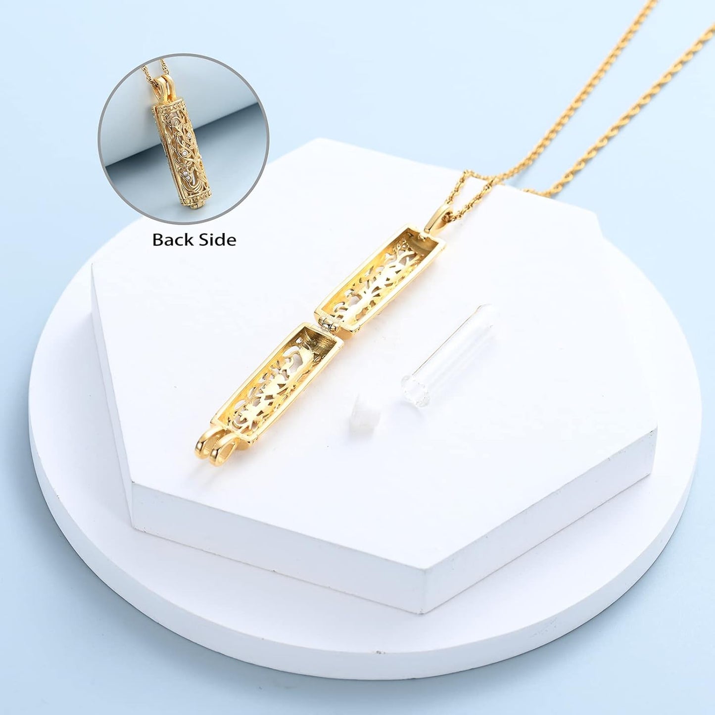 shajwo Cylinder Cremation Jewelry Tree of Life Urn Ashes Necklace for Women Men Vial Cremation Ash Pendant Loved One Memorial Jewelry