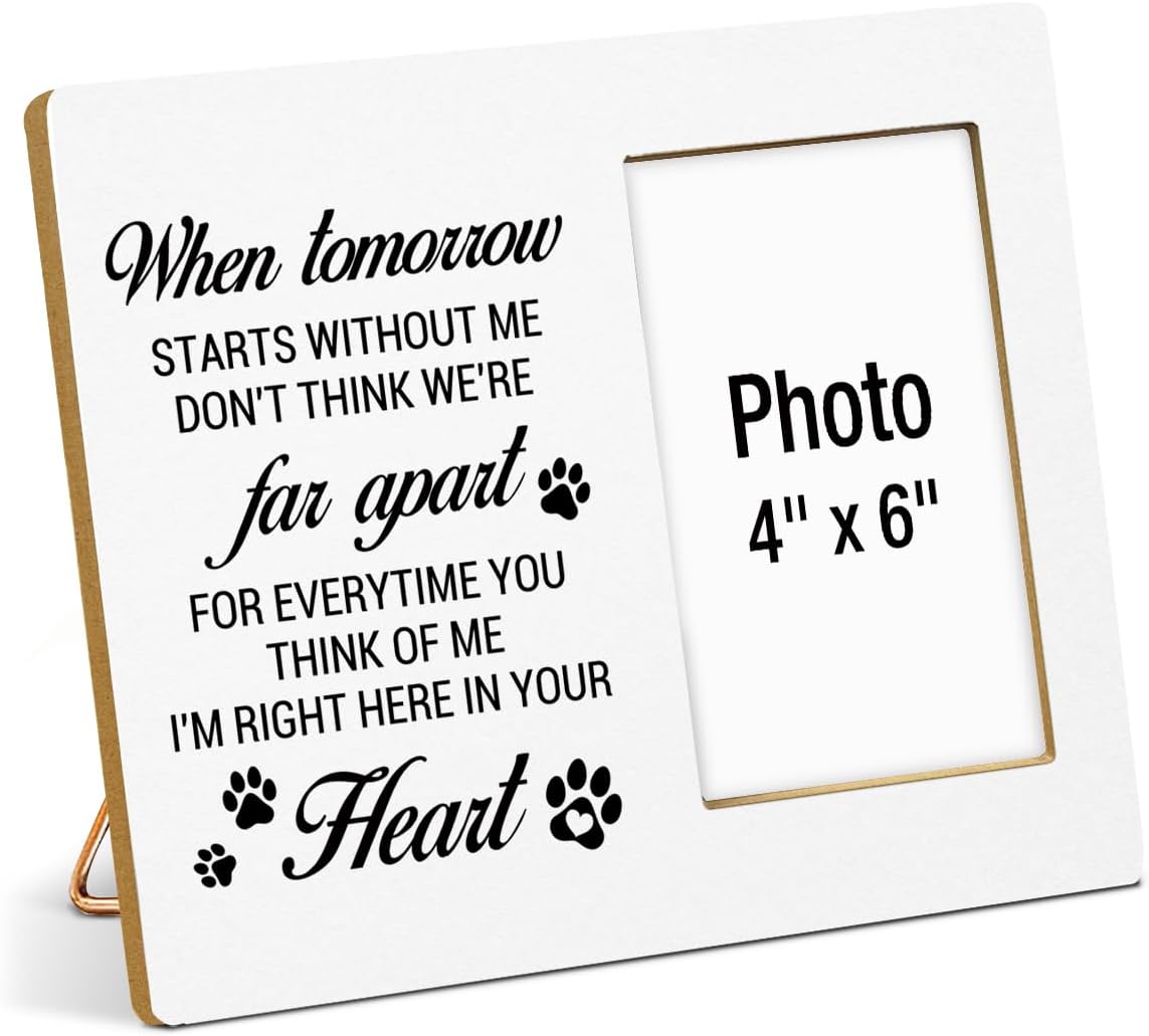 Pet Memorial Gifts for Loss of Dog Picture Frame, Sympathy Gifts for Pet Lovers, Passing Away Bereavement Remembrance Memorial Gift for Loss of Dog Pet Cat Wood Photo Frames, 4 x 6 Inch Photo