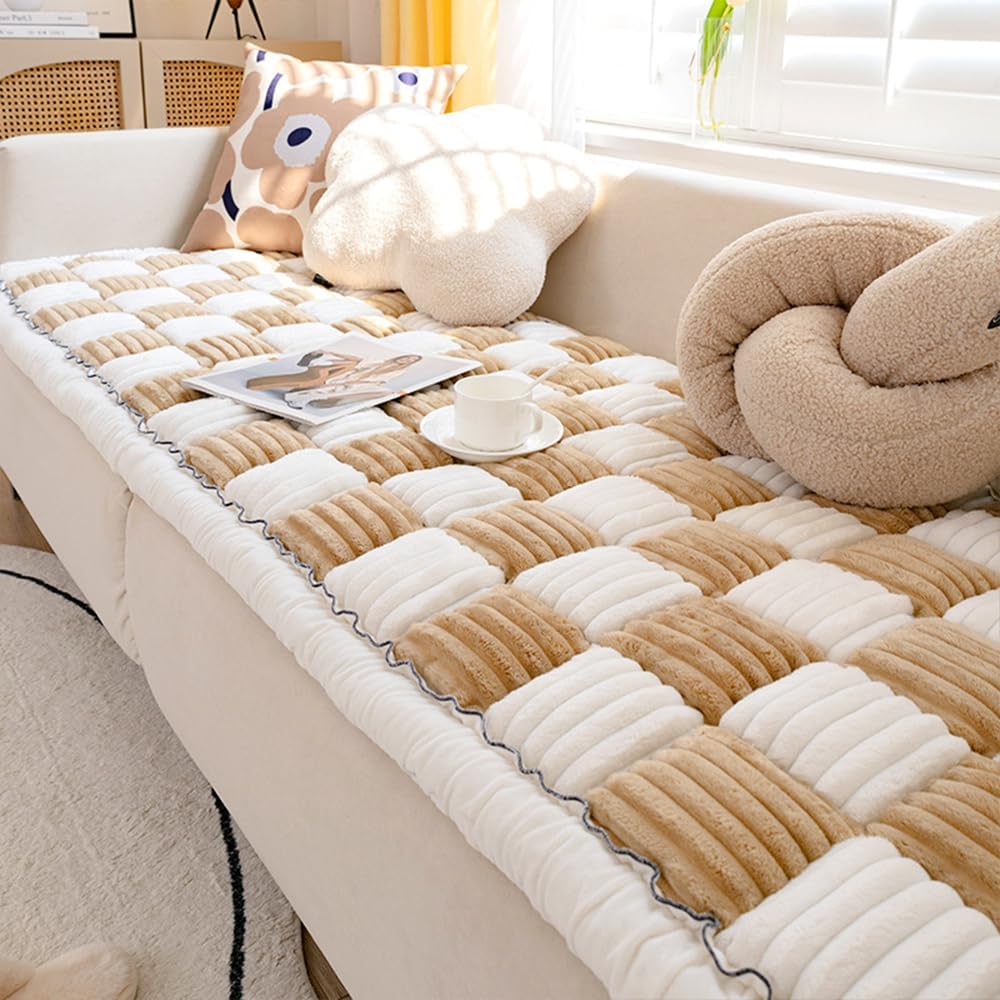 Couch Cover for Dogs Washable, Sofa Cover Protector, Couch Covers for 3 Cushion Couch Sofa Pet Friendly, Soft, Non Slip (27.6 x 59 Inch, Light Brown)